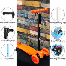 Load image into Gallery viewer, Kids 3 Wheel Scooter  with LED Motion Lights Orange Age 4+ HALF PRICE
